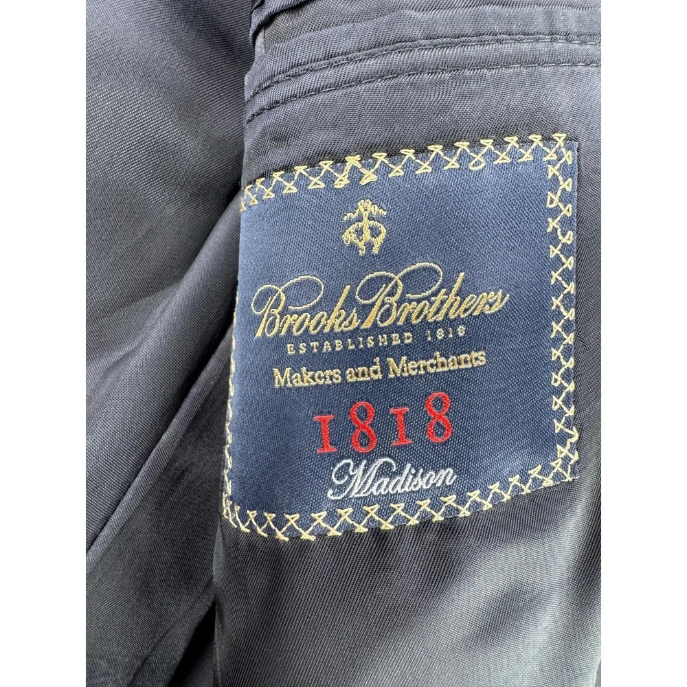 Brooks Brothers Suit Jacket Mens 40R Blue Pinstripe Saxxon Wool 1818 Madison USA